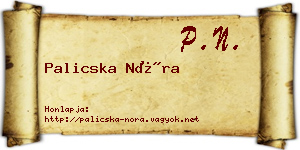 Palicska Nóra névjegykártya